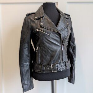 Vintage Zara TRF Collection 100% Genuine Leather Biker Jacket | Size S